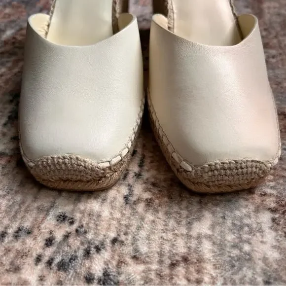 Vince Cecilia Leather Espadrille Wedge in Marble Cream size 9.5 - Picture 6 of 14